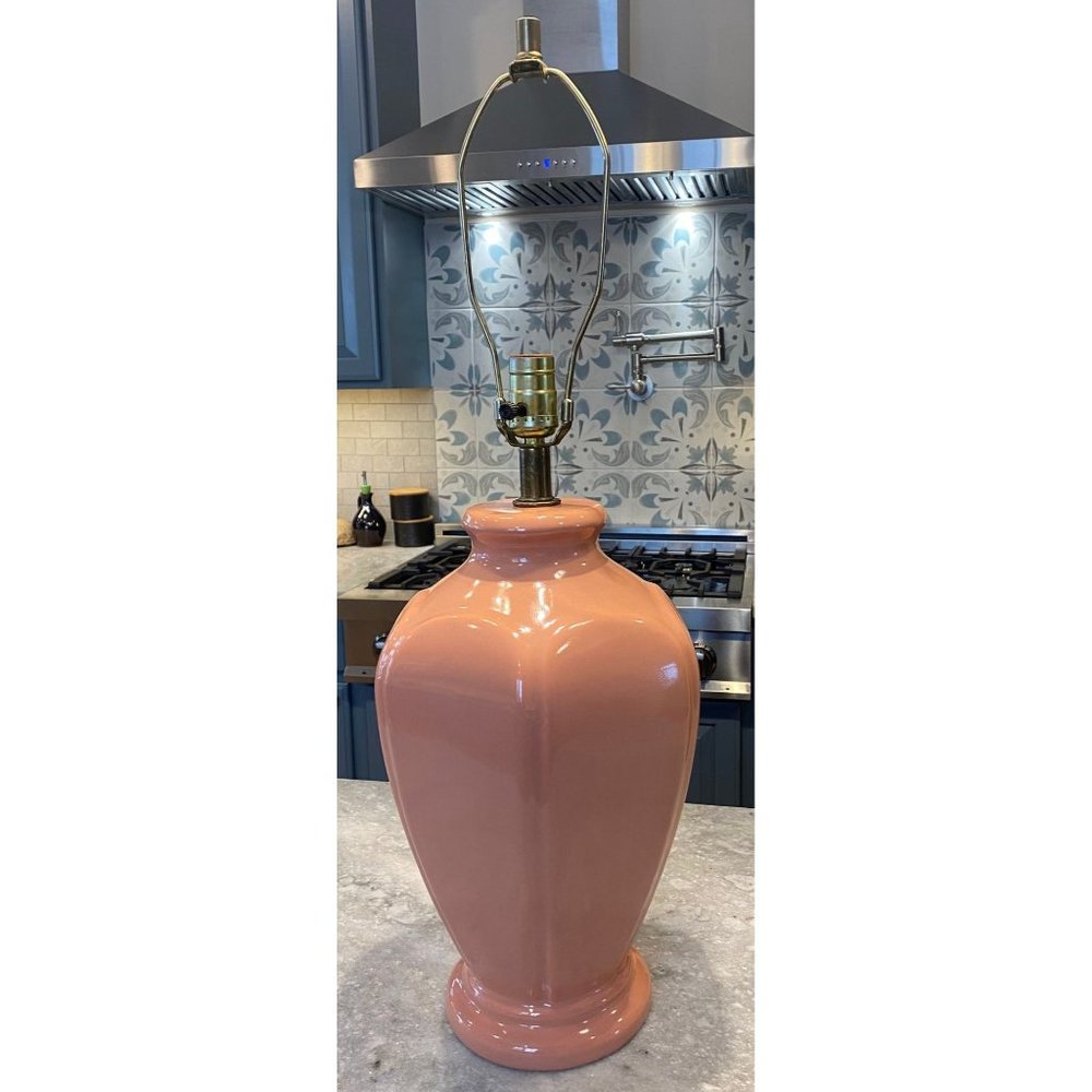 Vintage Mar-Kel Porcelain Lamp-Coral Pink/No Shade